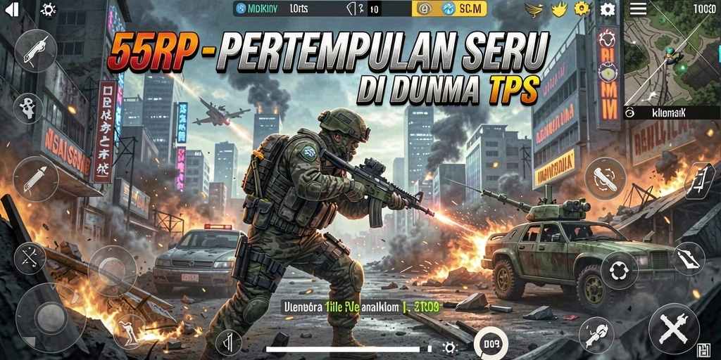 Tampilan gameplay seru di 55RP dengan aksi tembak-menembak tak terduga.