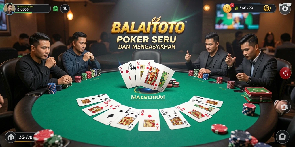 Tampilan gameplay mendebarkan poker di BALAITOTO.