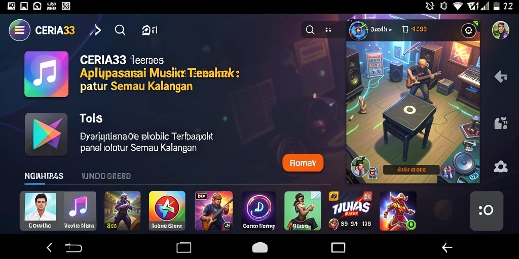 Tampilan utama CERIA33 dengan berbagai pilihan lagu yang menarik.