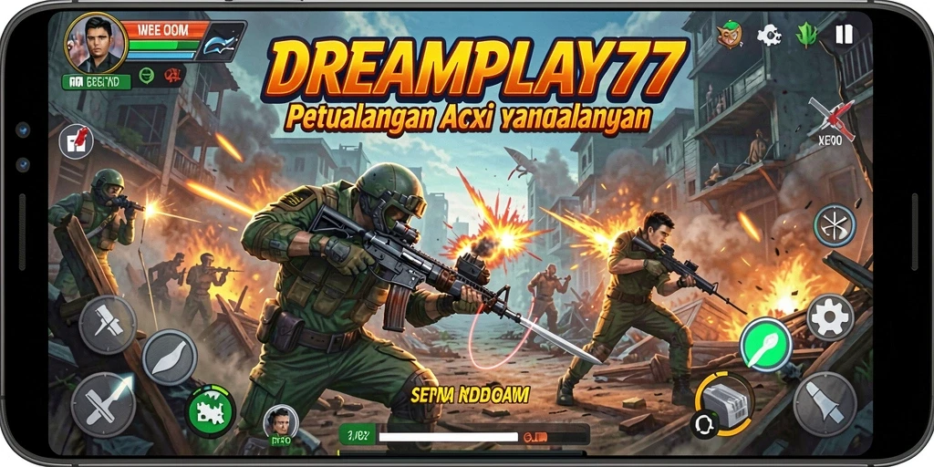 Tangkapan layar DREAMPLAY77 menampilkan aksi mendebarkan saat karakter berjuang melawan monster.