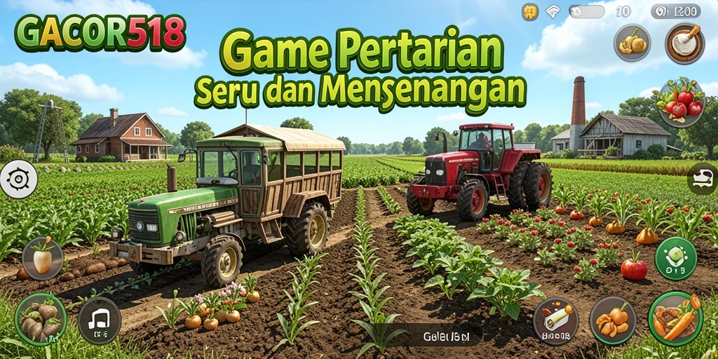 Screenshot menunjukkan permainan menarik GACOR518 dengan aktivitas bertani.