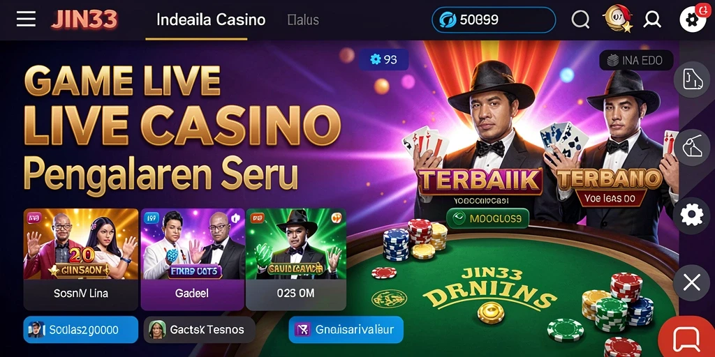 Screenshot utama JIN33 menampilkan gameplay langsung yang mendebarkan dari game Live Casino.