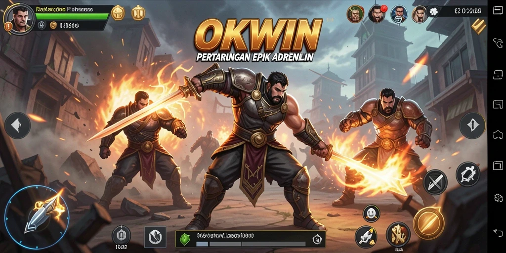 Screenshot gameplay pertarungan menegangkan dari OKWIN.