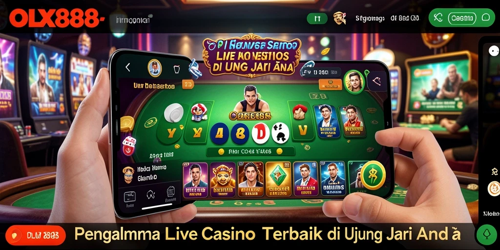 Screenshot utama OLX888 menampilkan dealer langsung dan gameplay yang seru.