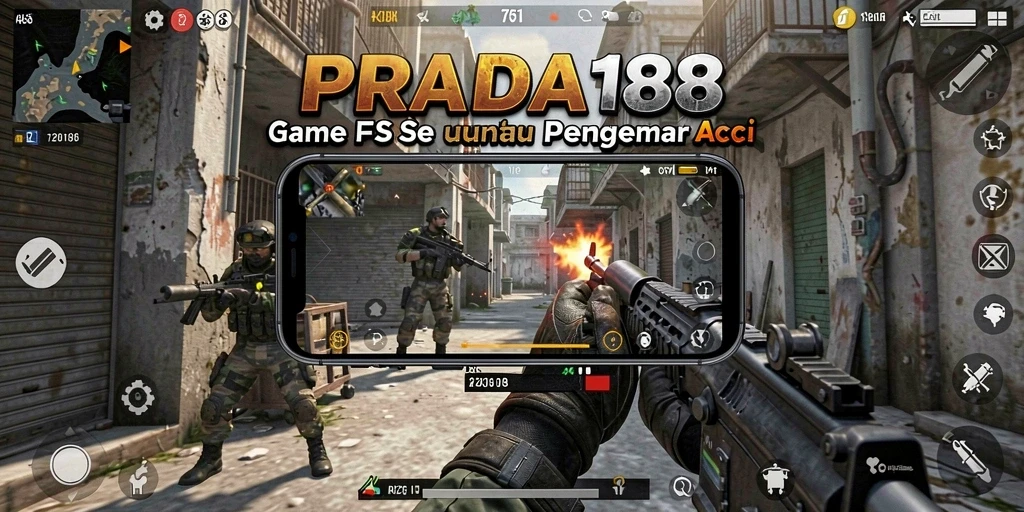 Screenshot utama menampilkan serunya gameplay FPS di PRADA188.