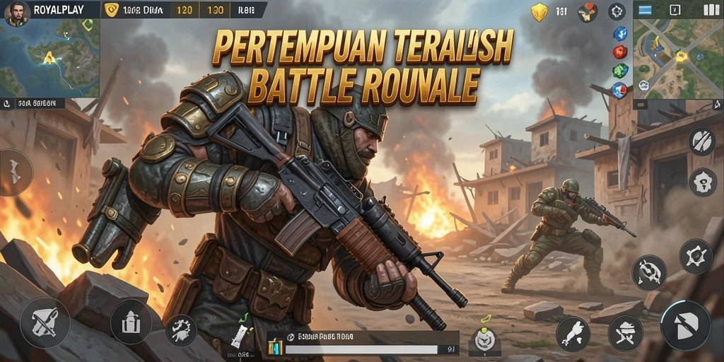Screenshot utama ROYALPLAY menampilkan intensitas pertempuran Battle Royale.