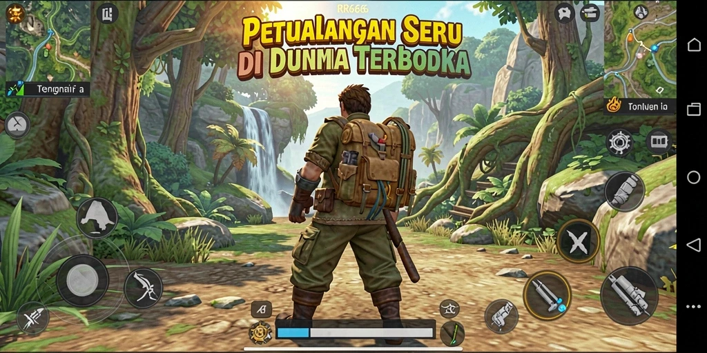 Screenshot gameplay RR666 menampilkan dunia terbuka yang luas.