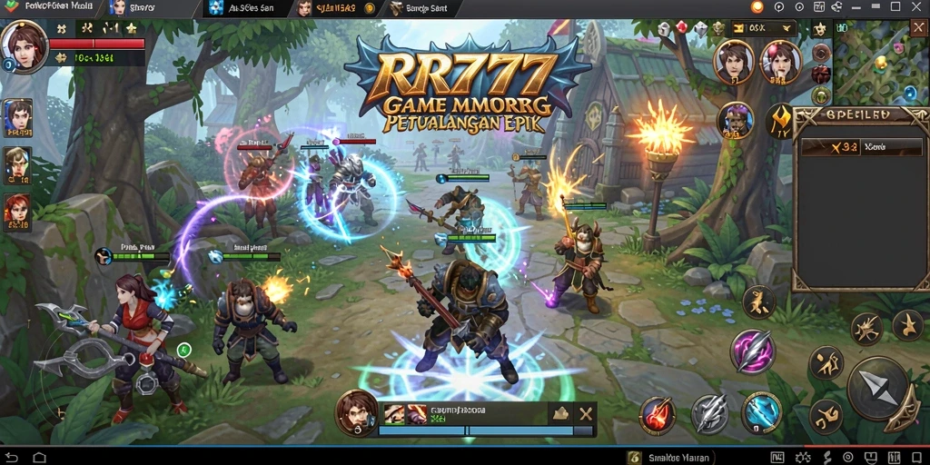 Tangkapan layar utama gameplay RR777 menunjukkan petualangan epik dalam dunia MMORPG.