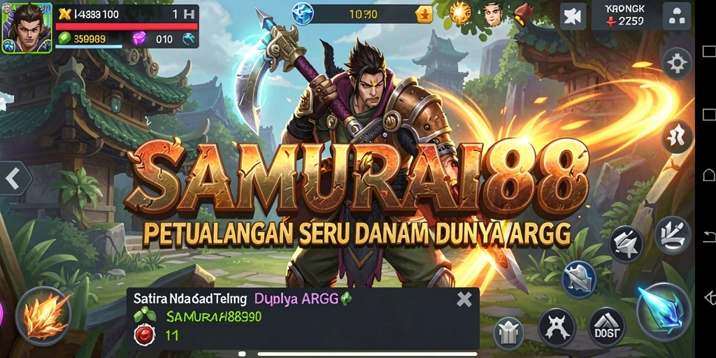 Screenshot gameplay SAMURAI88 yang menunjukkan aksi pertarungan seru.