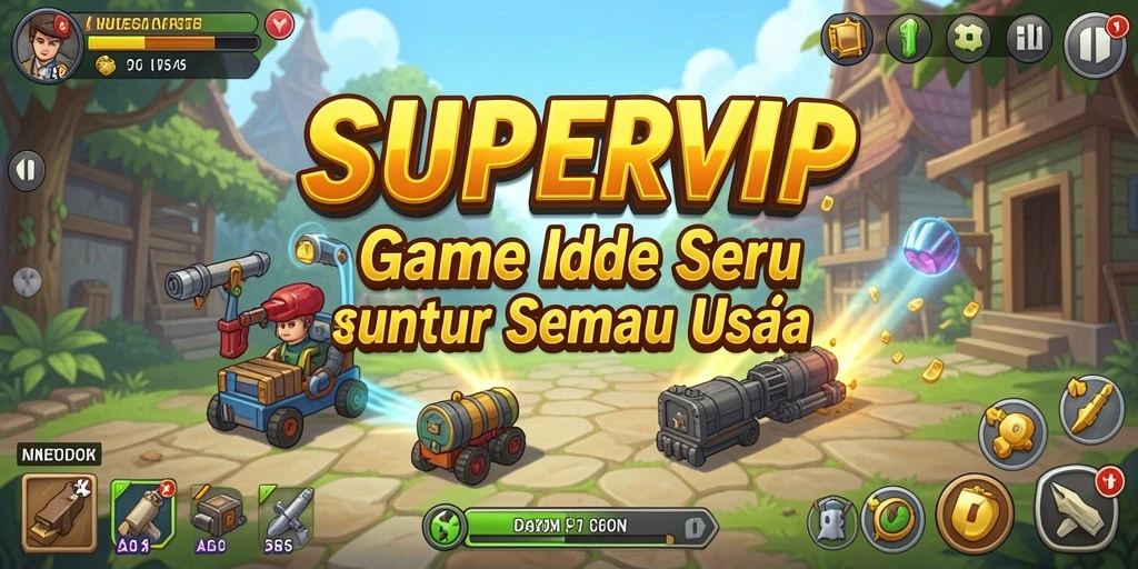 Gameplay seru dari SUPERVIP yang menampilkan karakter berkembang dalam dunia Idle.