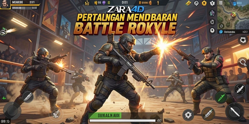 Screenshot gameplay ZARA4D menampilkan aksi mendebarkan di medan perang.